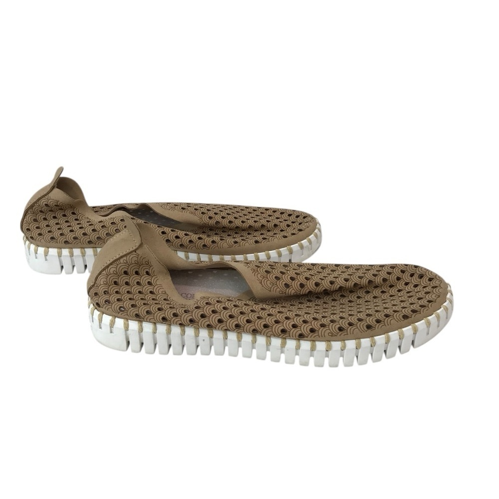 Isle Jacobsen Women’s Tan White Tulip Platform Loafer Sneakers EU 39 US 9 Flats